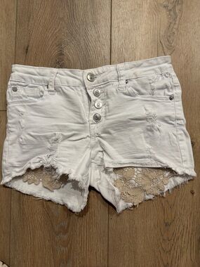 Hudson Jeans White Frayed Hem Kids Denim Shorts